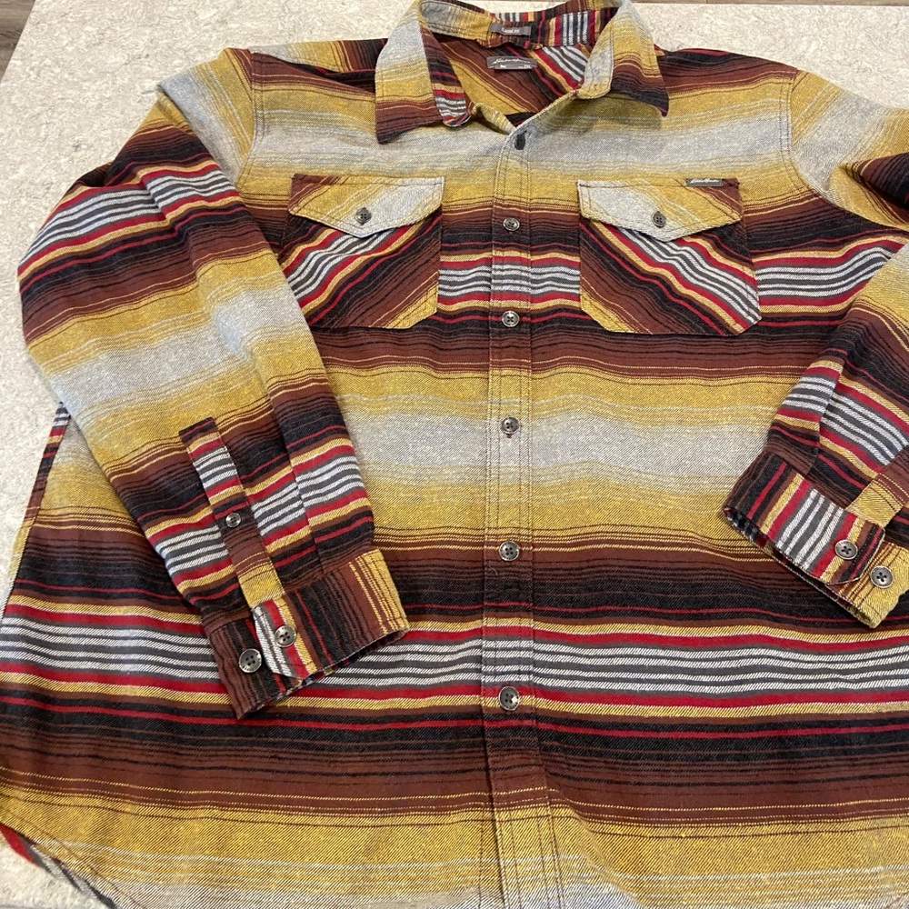 Eddie Bauer Multicolor Striped Hemp and Cotton blend Shirt/Jacket-XXL